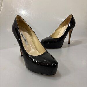 Brian Atwood 9US 39 Maniac Black Patent Leather 5.5" Heels Stilettos Pumps